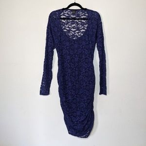 Lace Long Sleeve Navy Blue Cocktail Dress Stretch